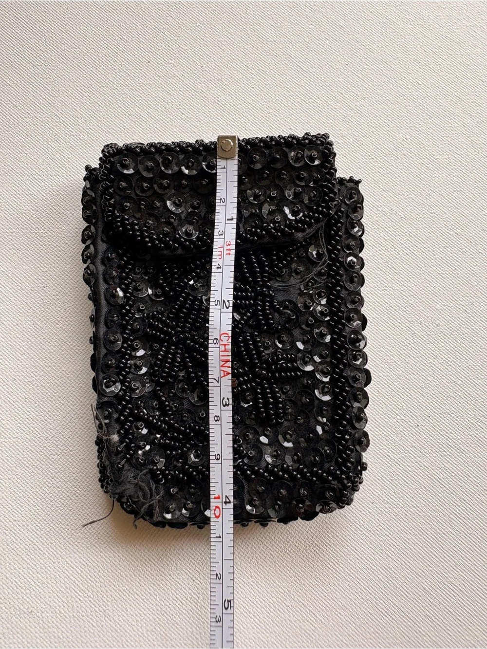 Vintage Black Beaded Sequin Evening Wallet Pouch